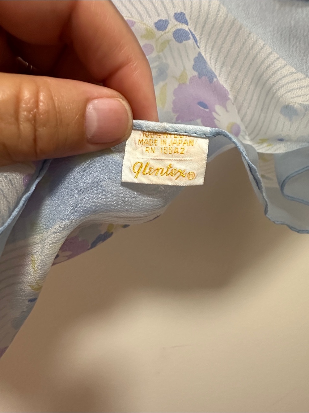 Jantzen Pastel Floral Sheer Scarf - Light Blue, Lavender, White - Picture 2 of 3